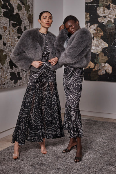 ジャケット・アウター DIANTE FLUFFY BOA CROPPED BLOUSON GRY DIANTE FLUFFY BOA CROPPED BLOUSON GRY