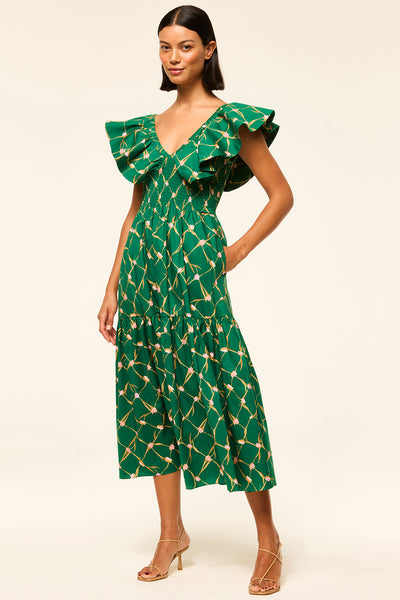 LeoArobe アローブ　Pearl Ruffle Dress LeoArobe アローブ Pearl Ruffle Dress Margaux off-shoulder