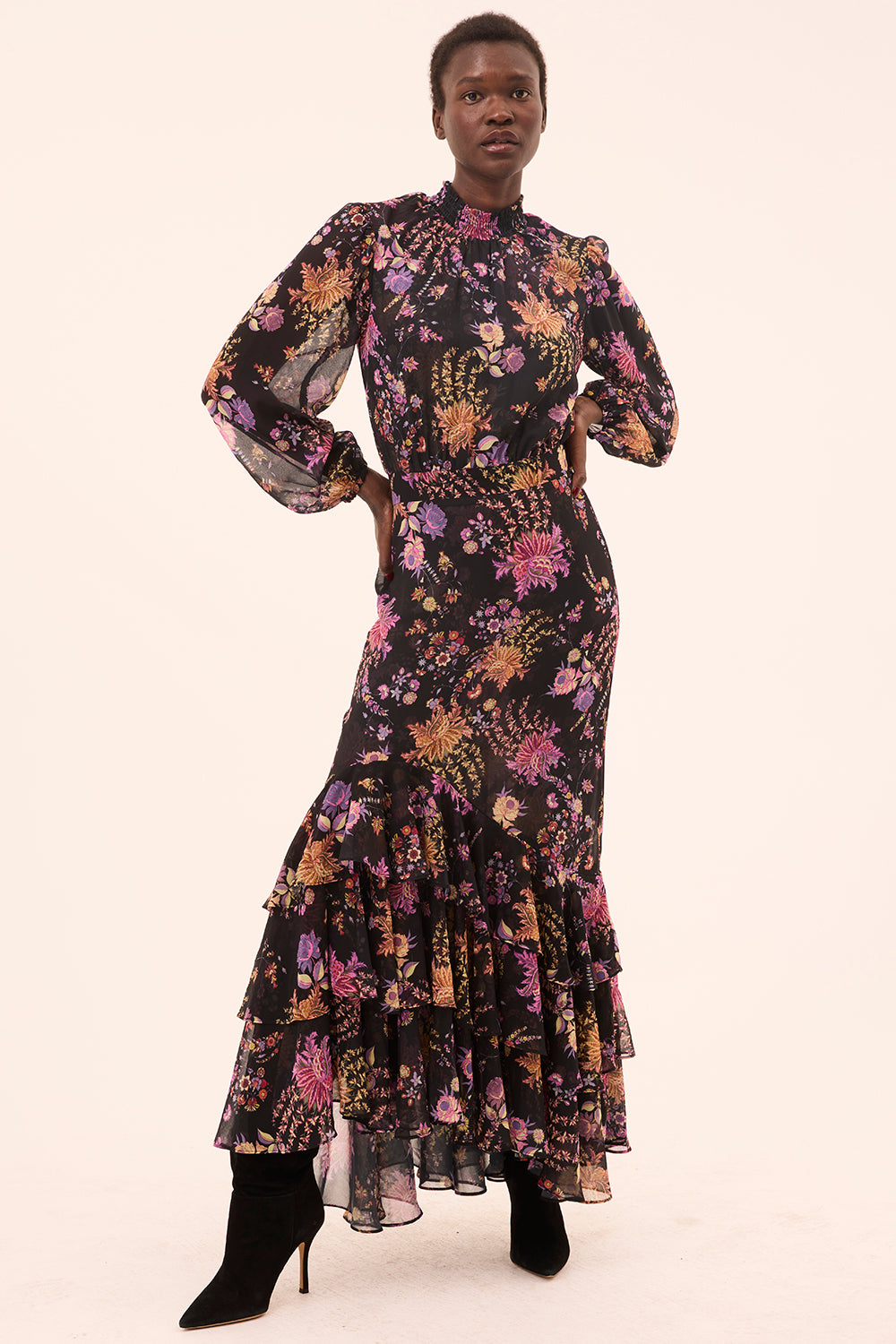 Audrey Dress | Misa Los Angeles in Black | Chiffon Audrey Dress | Misa Los Angeles in Black | Chiffon