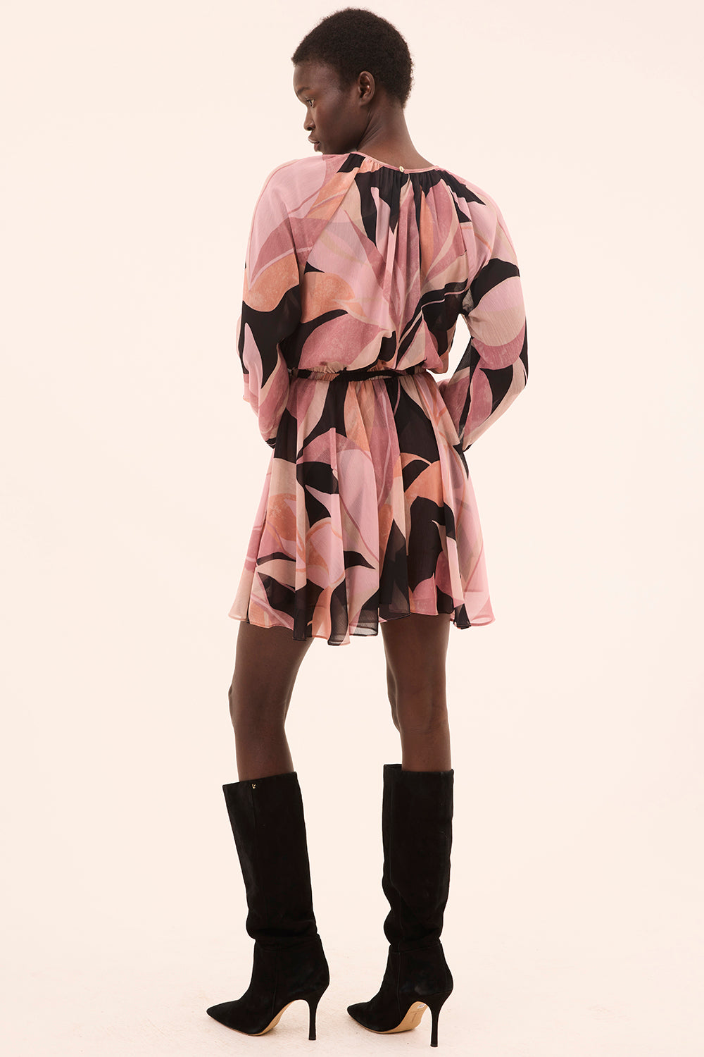 Aritzia Long Sleeve Wrap Dress Misa Los Angeles Women's Anthea  Abstract-print Drawstring Minidress - Moody Abstract