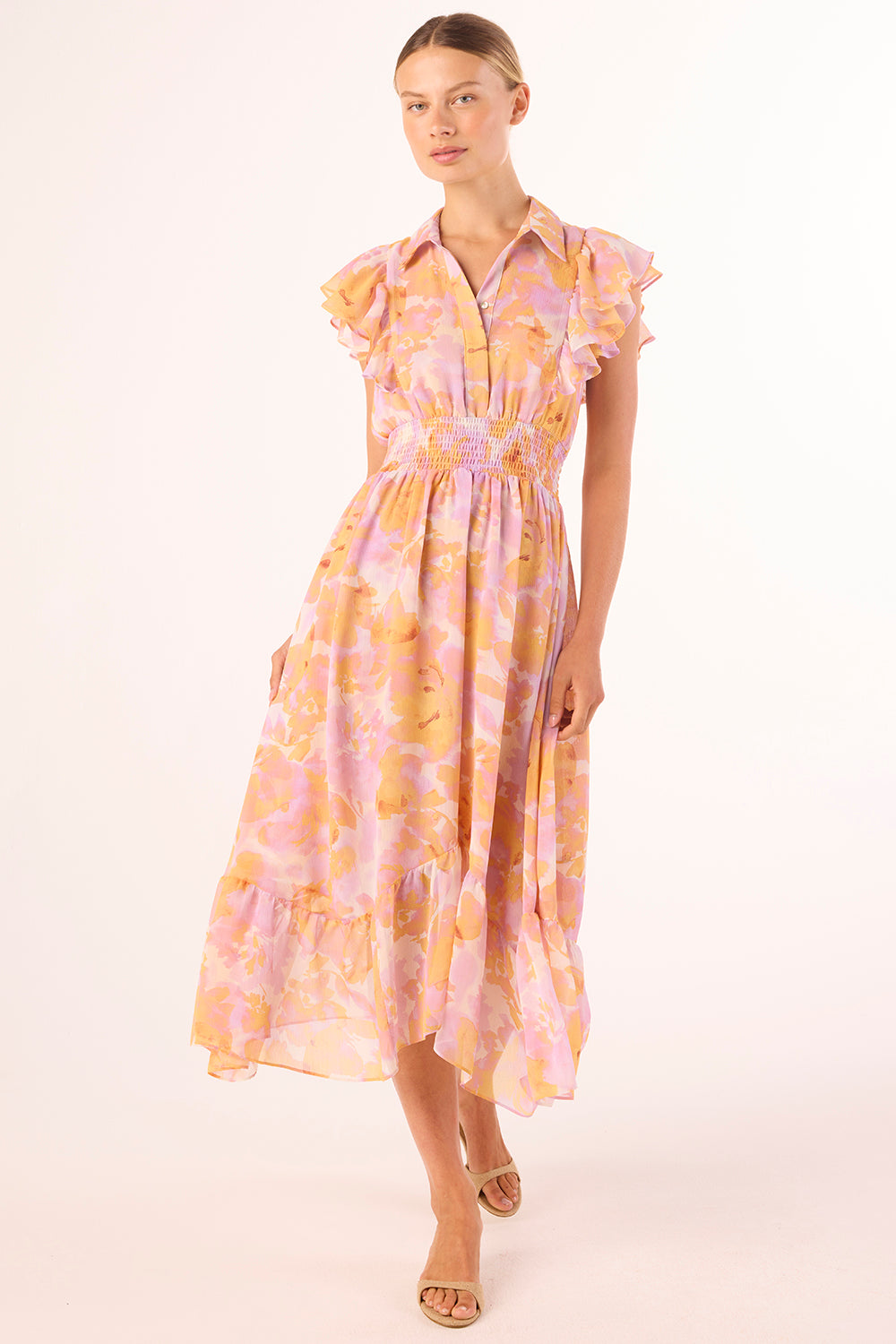 watercolor midi dress Watercolor Flora / XXS