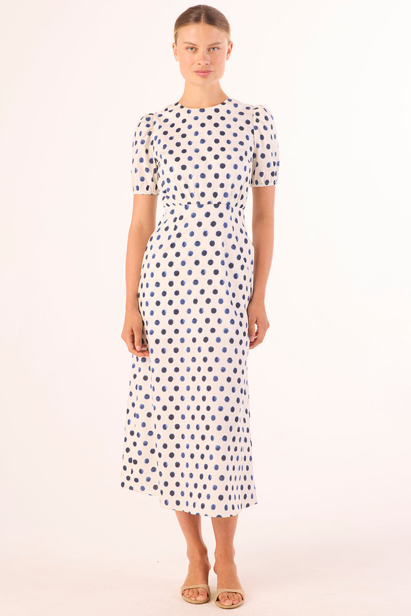 ワンピース Pin-Dot Slit Sleeve Dress - off white BLANCHE DRESS - MISA Los Angeles