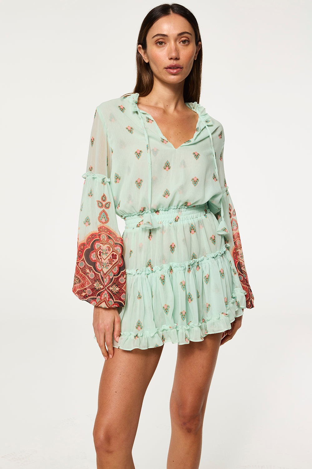 ワンピース Herlipto Airy Volume Sleeve Dress Mint Airy Volume Sleeve Dress herlipto