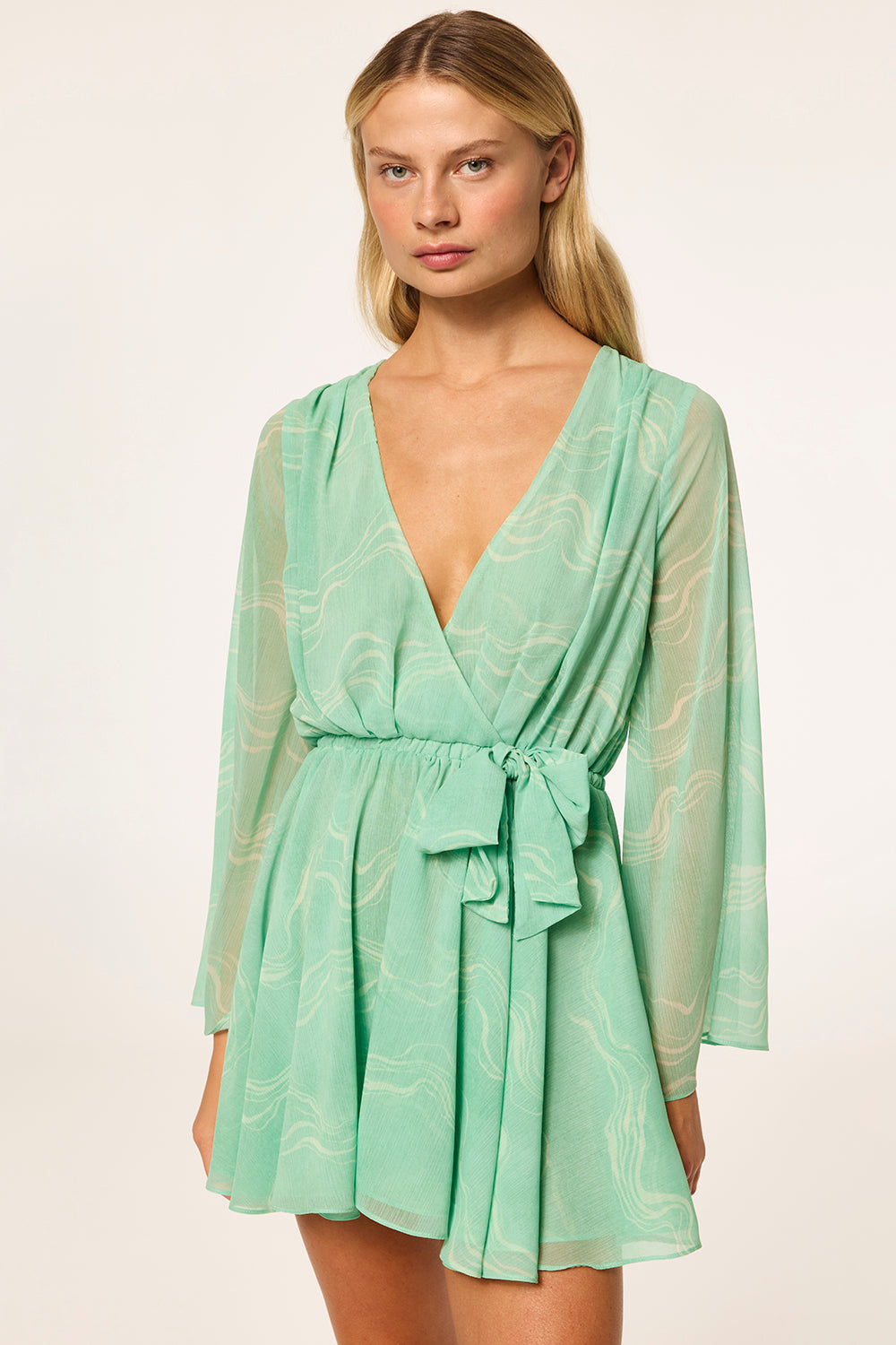 green wrap dress forever 21 Flutter Sleeve Wrap Dress, Kelly Green, Green, Helen Jon S main image 0