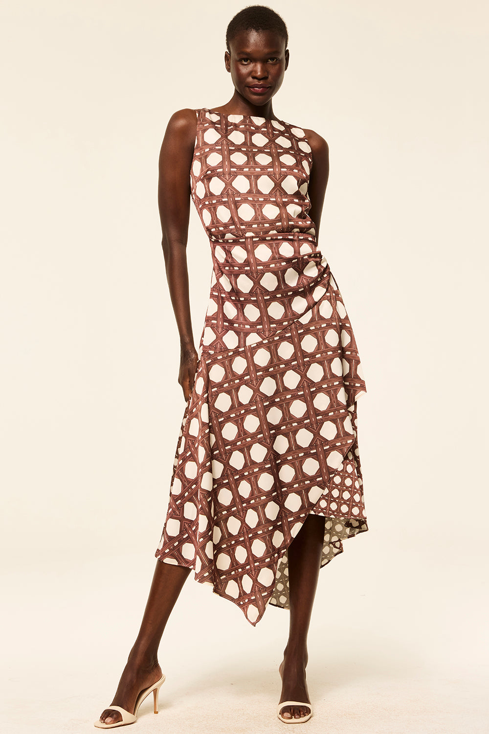 brown dresses near me KENNY BROWN DRAPED FULL SLEEVES NET DRAPED GOWN | CULT MIA