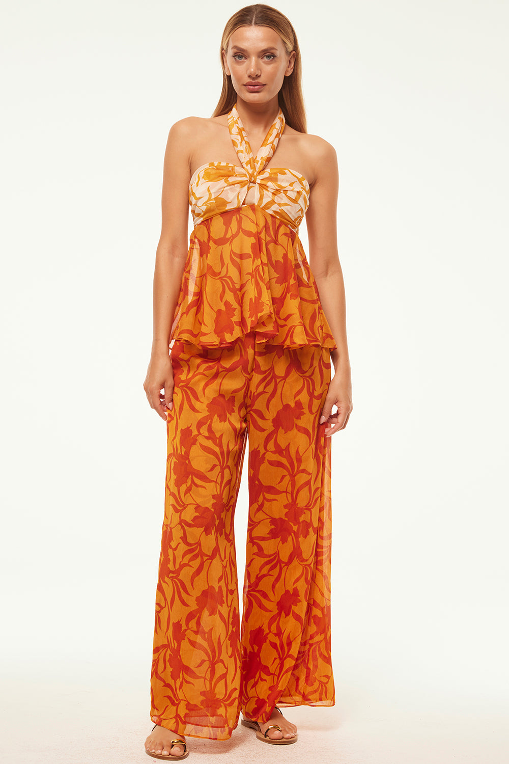 Zaida Orange Knit Pants | Beginning Boutique US