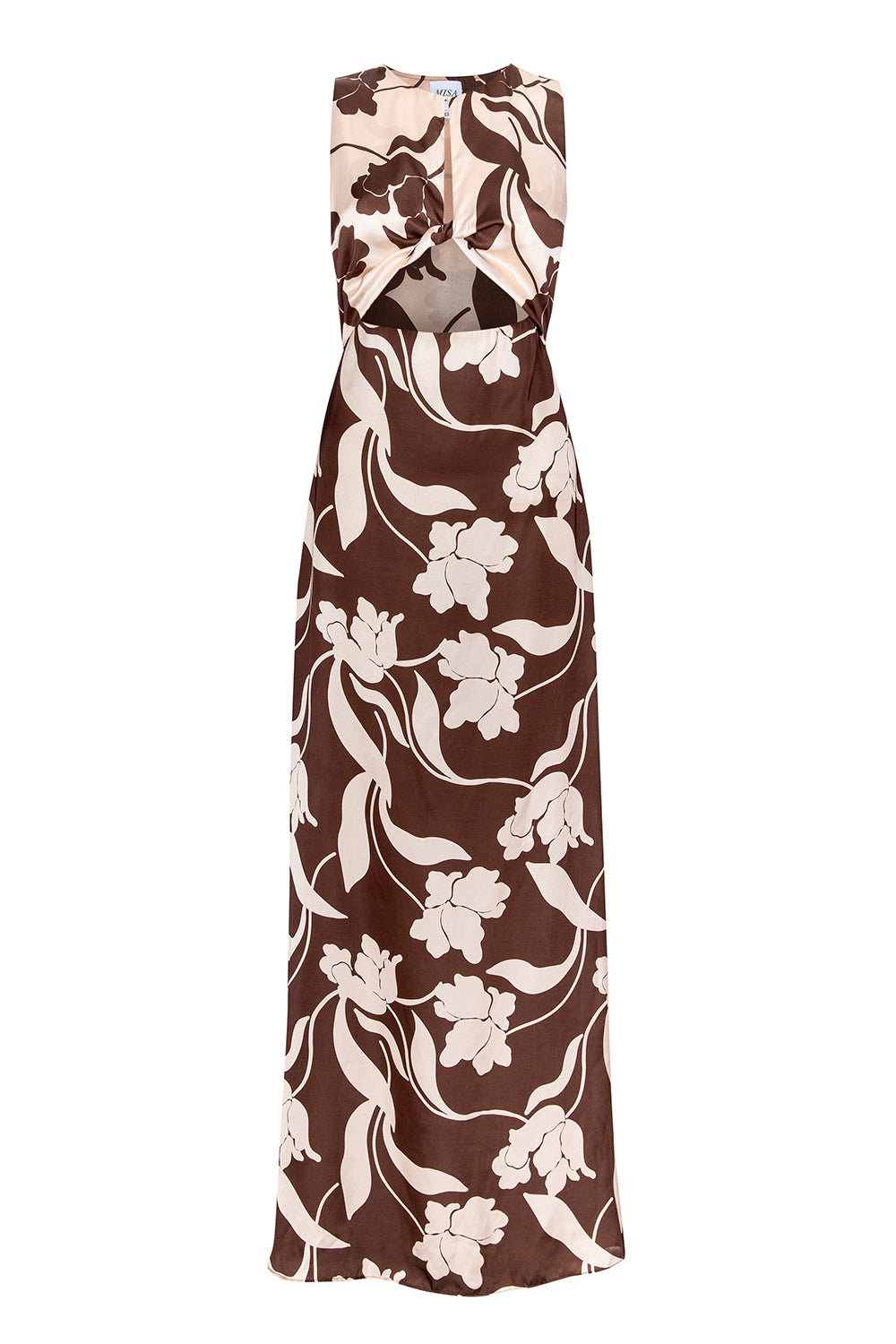 flora satin maxi dress chocolate LOUANNE DRESS