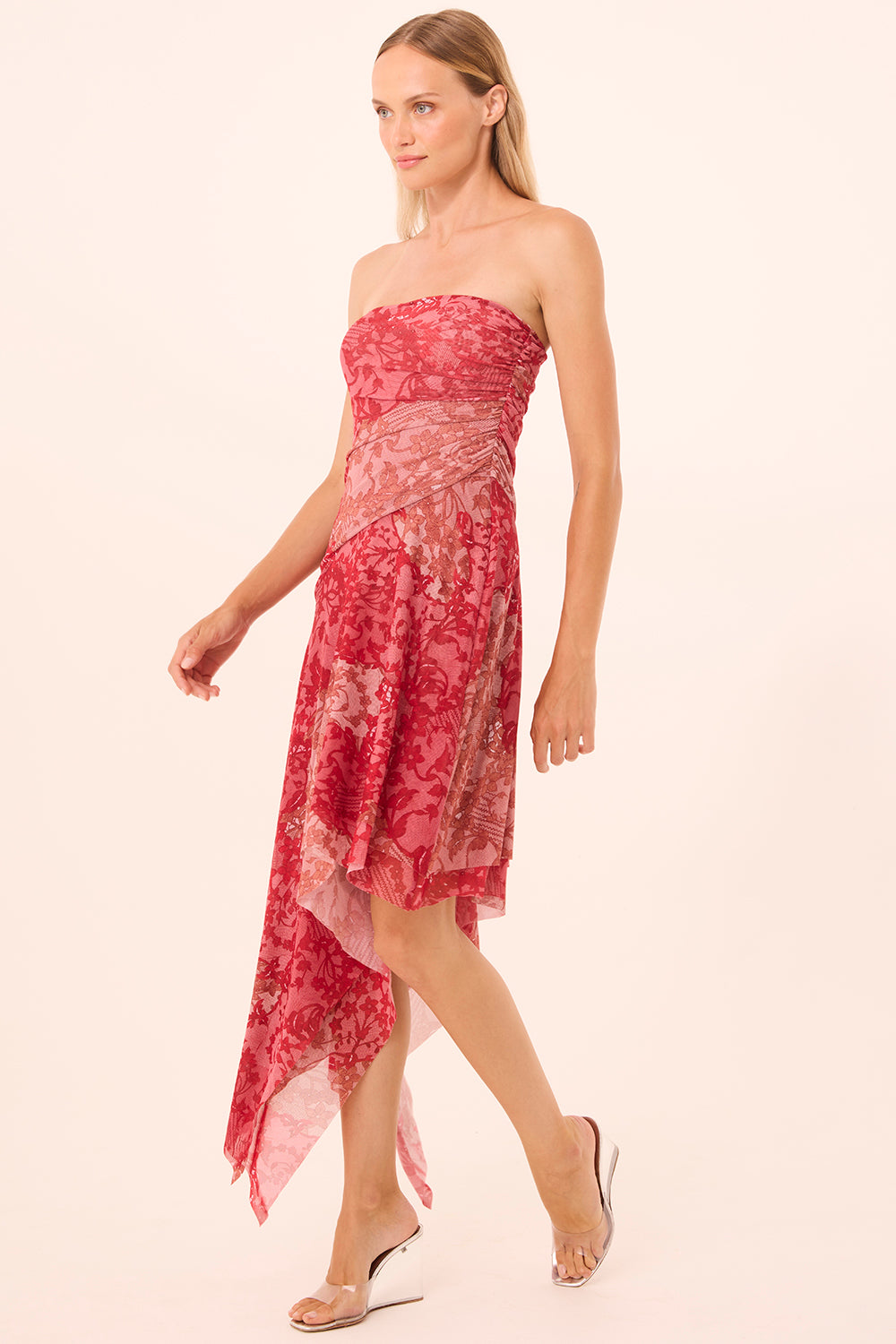 MISA Sofie Dress | Red/Floral | Size XS
