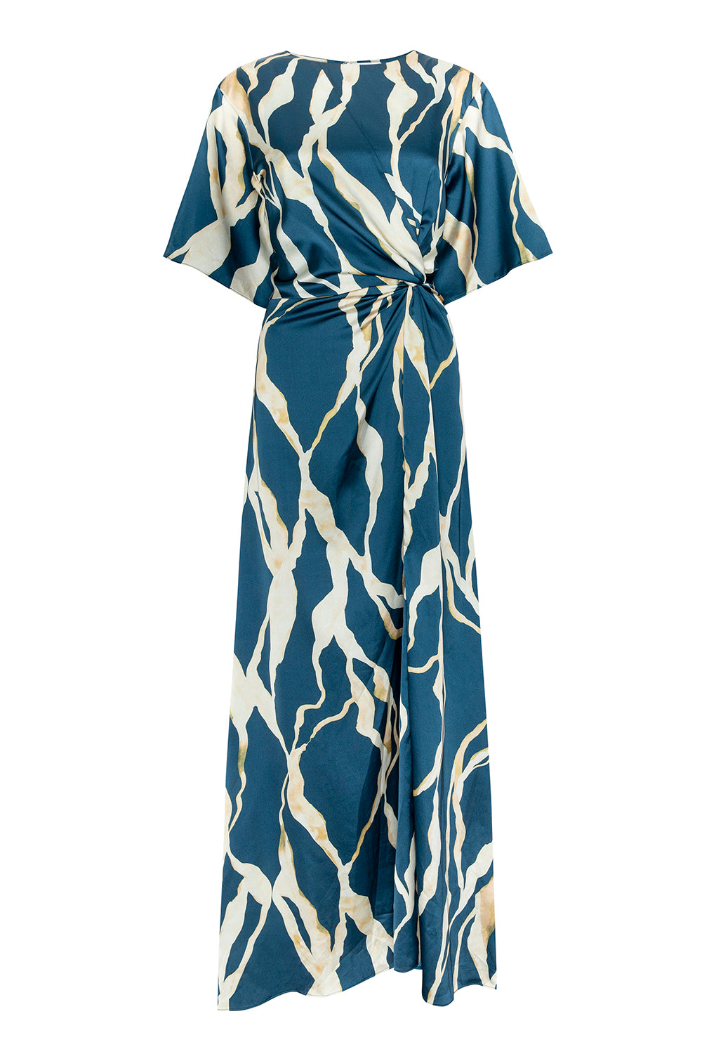 abstract print fitted midi slip dress ASAH DRESS