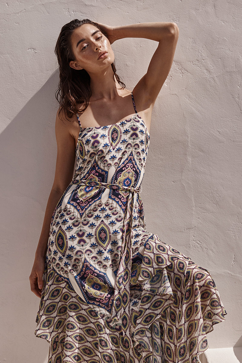 misa dresses VERONICA DRESS pattern-yarn-weight_3 Light / DK The eyelet design and Size:Small/14-14.5 Neck/32-33 Sleeve Ada Denim Midi Dress