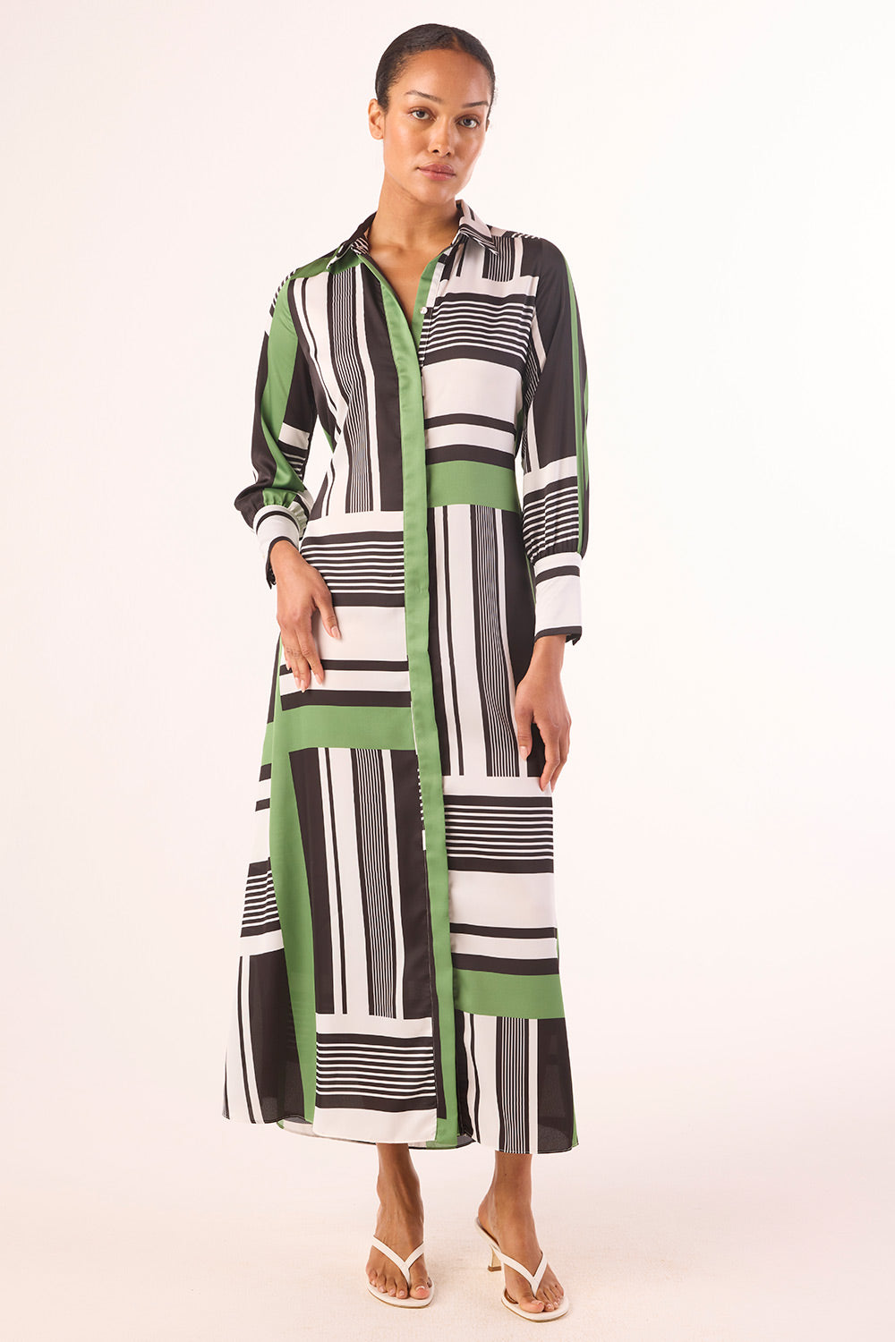 black and green striped dress HERMINIA Spring226