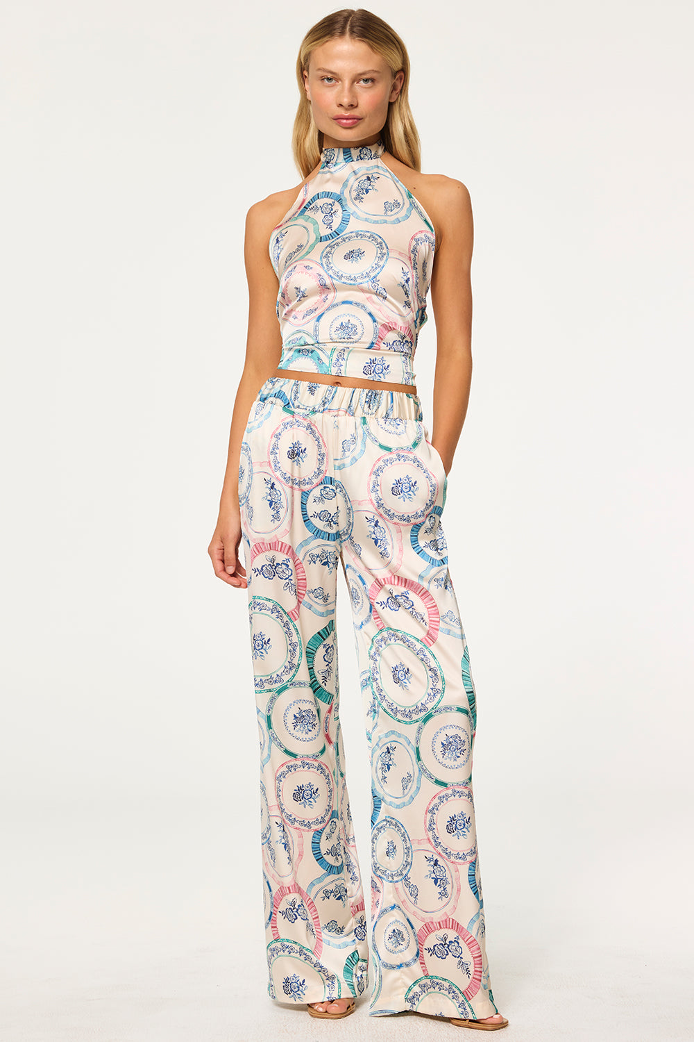 【THE MOZZ】[Premium] Risha Stitch Summer Pants Mission' Shirred Pants - Periwinkle | Cin Cin Swimwear +