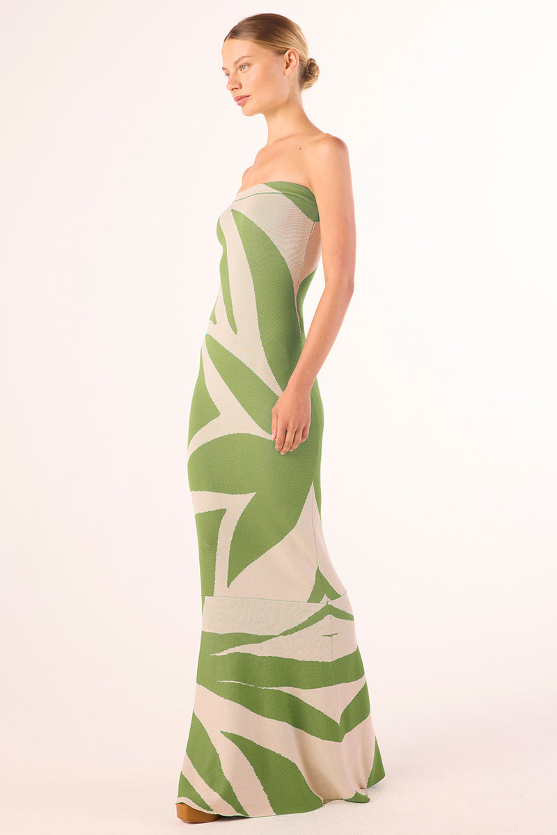 misa green dress Abstract Palm Leaf / XXS