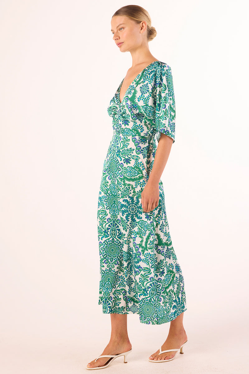 misa los angeles green dress CARMELA DRESS