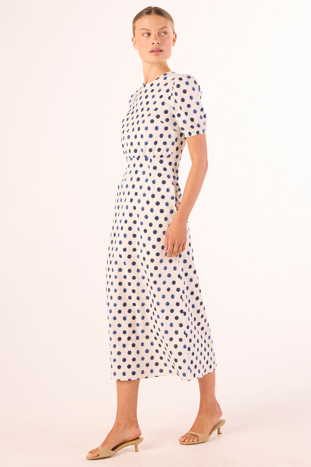 white polka dot midi dress Small Poplin / XS Color:red brown(45inches) 3% Spandex brady J Crew Dress Womens