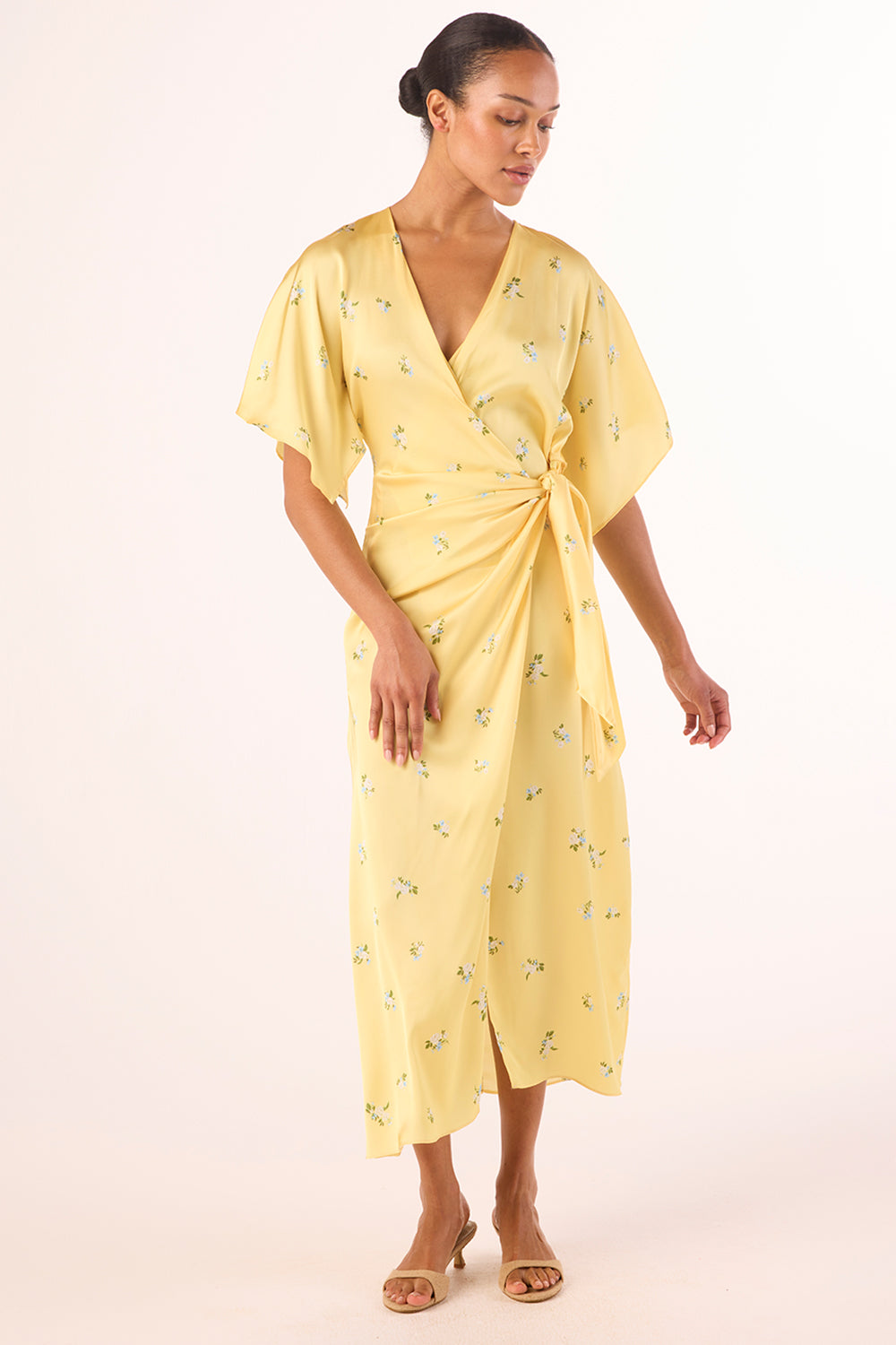 yellow midi wrap dress Spaced Ditsy Yellow / XXS