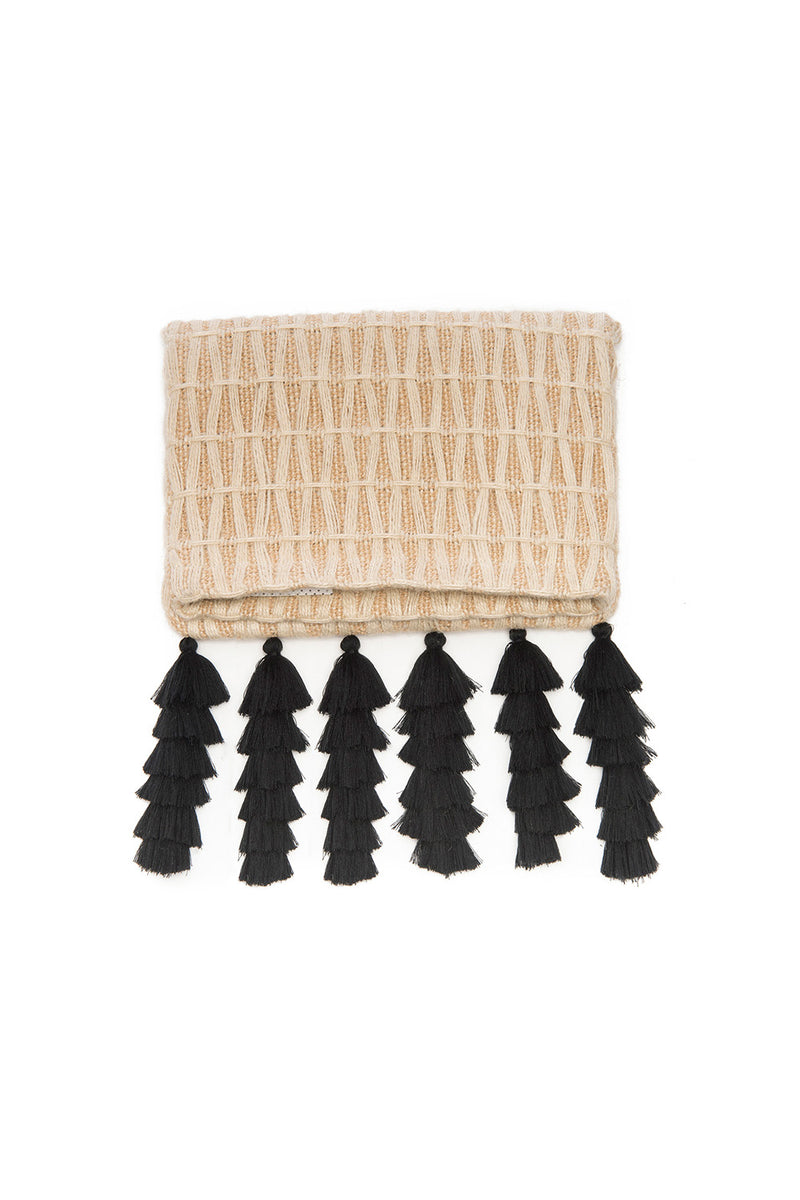 JUTE TASSEL FOLDOVER CLUTCH - MISA Los Angeles